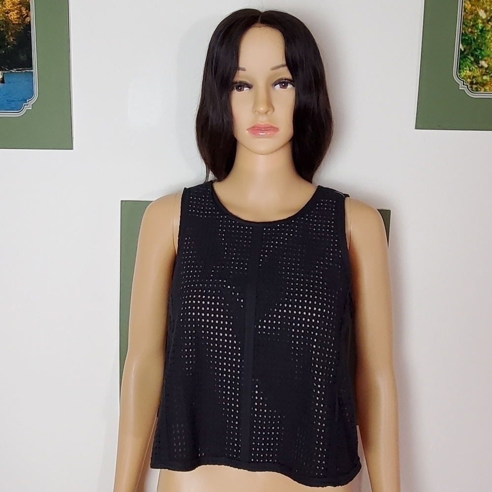 BCBGMaxazria black sleeveless cropped top